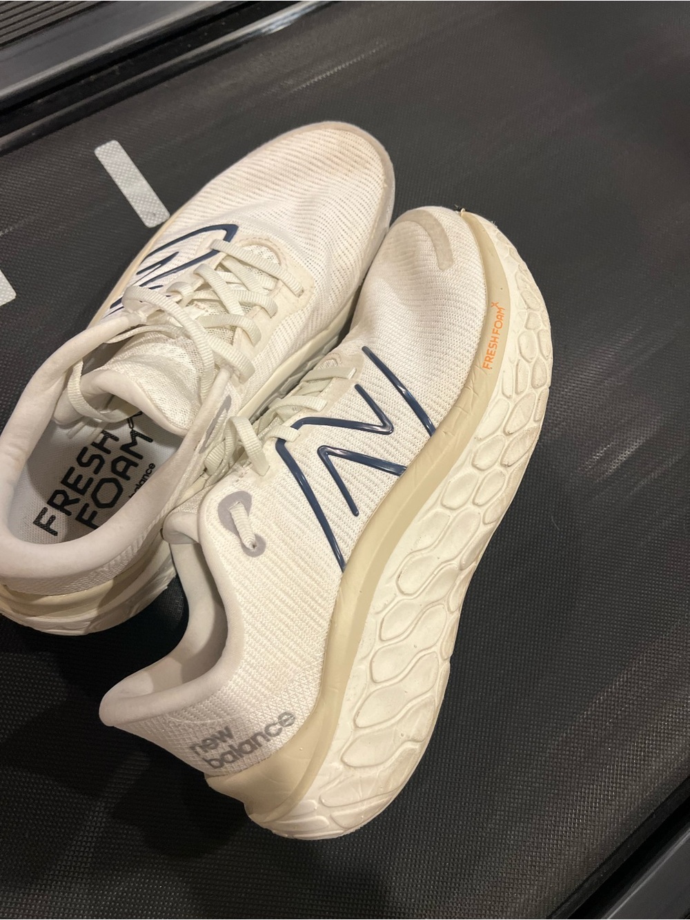 New Balance Fresh Foam Running Shoes - Off-White with Navy Details Womens 11